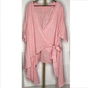 NWT Diverse Linen Blend Oversized Pink Asymmetrical Hem Kimono
